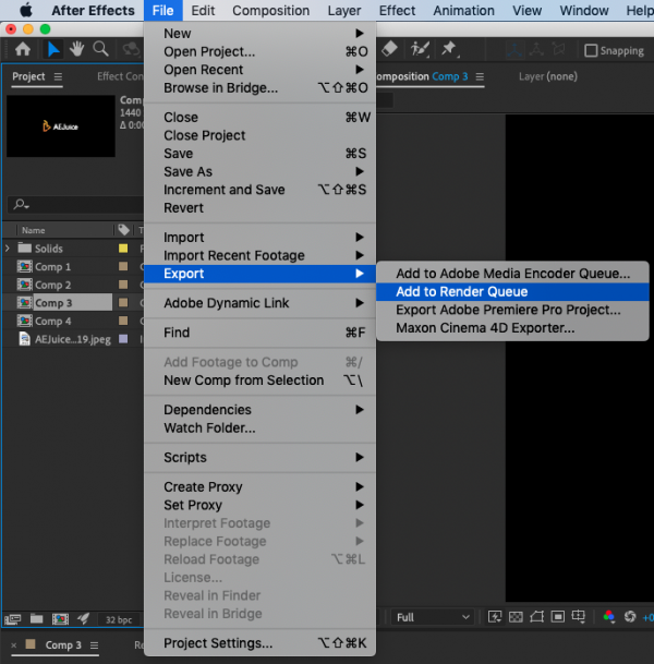 How To Export In After Effects AEJuice