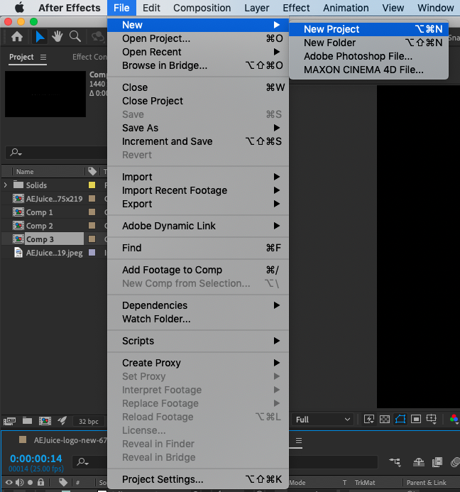 how to open an after effects project from download