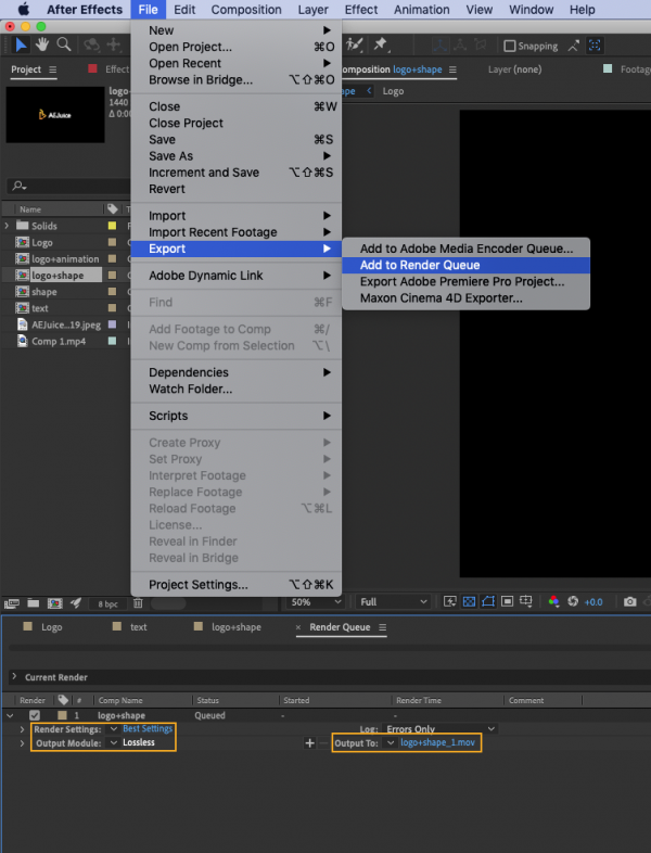 How to export adobe after effects | aejuice.com