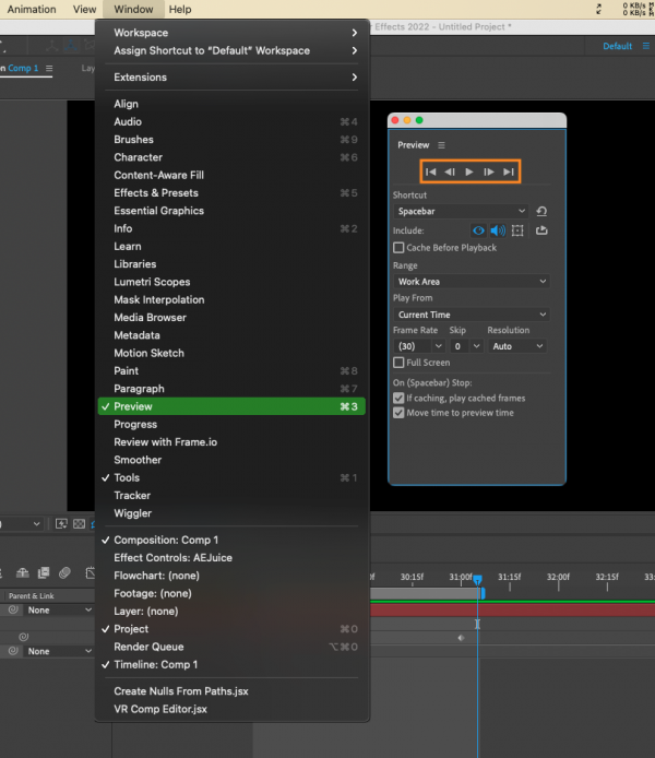 How to move frame by frame in After Effects