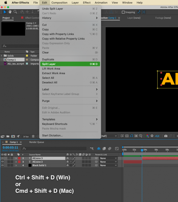 How to split video in After Effects | aejuice.com