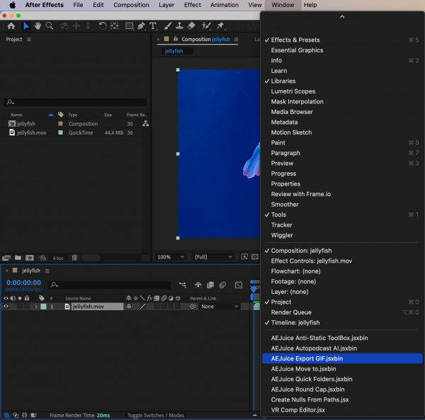 How to export after effects to gif aejuice